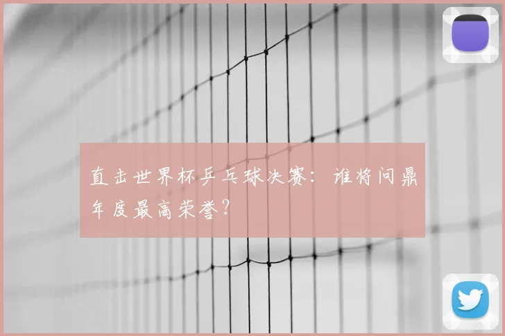 直击世界杯乒乓球决赛：谁将问鼎年度最高荣誉？